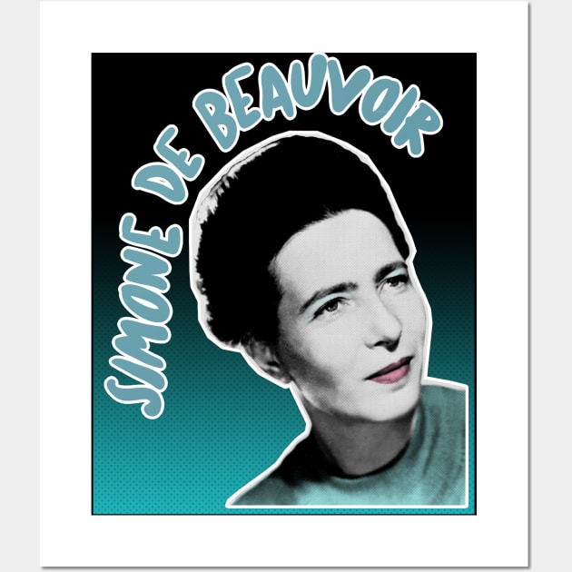 Simone de Beauvoir - Original Stylized Retro Graphic Design Wall Art by DankFutura